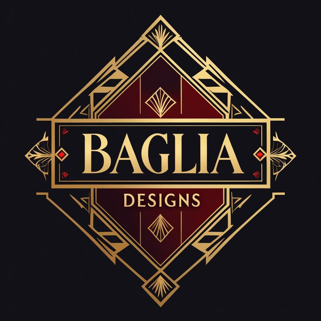 Baglia Designs Logo - Gold and Dark Red